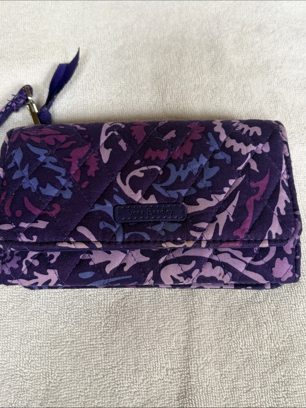 Vera Bradley Purple Quilted Floral Zip Wallet